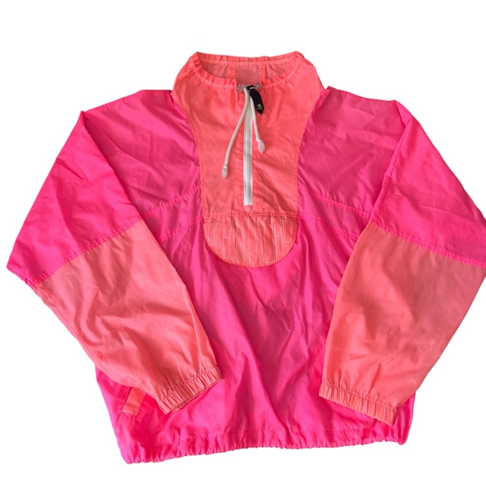 Vintage 80’s Neon Color Block OP Ocean Pacific 1/4 Zip Pullover Windbreaker L